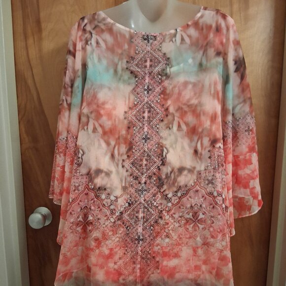 One World tank top with coverup 2 PC live and let live XXL pink sequined - Picture 4 of 7